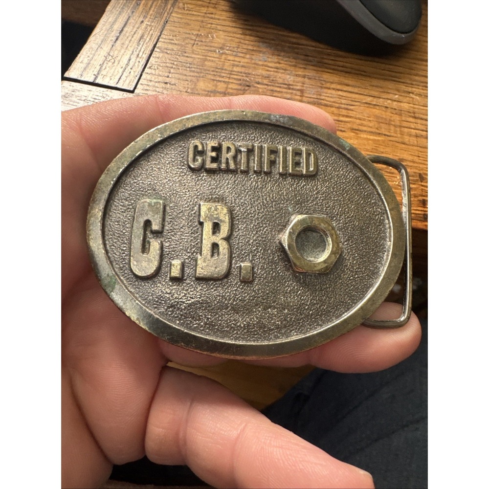 Vintage Old Certified Cb Radio CB Nut Belt Buckle Wyoming Studio Art Works 1976